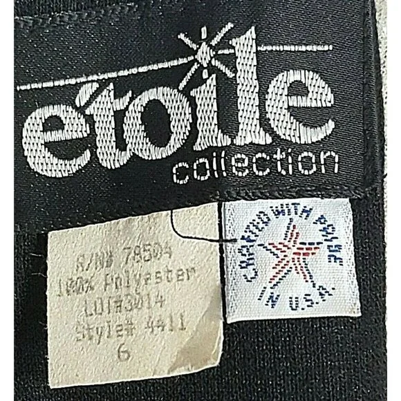 Etoile Womens Dress Size 6 Vintage Sheath Black Beaded Midi Long Sleeve - Picture 6 of 8